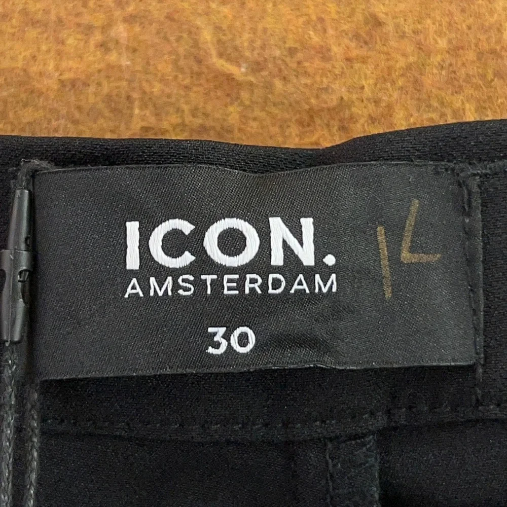 Icon Amsterdam Mens 30 Black The Tech Trousers Pant NWT